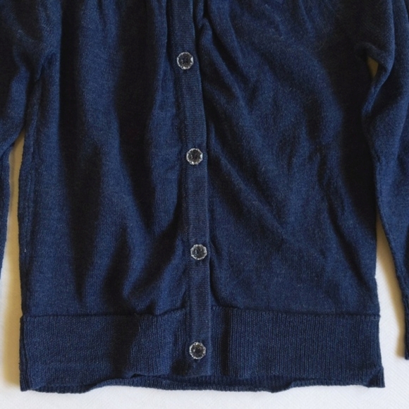 cherokee navy blue fine knit cardigan sweater with tulle bow 2T toddler girls - Picture 5 of 7